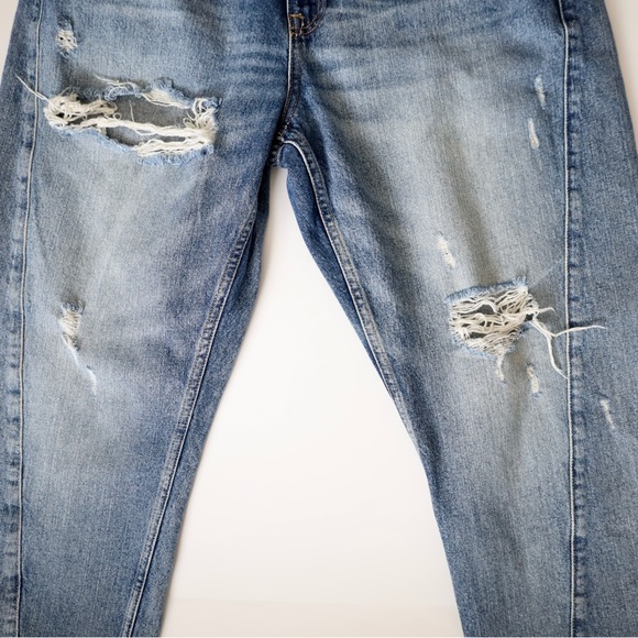 Rare Zara Denim Collection Distressed Denim Jeans with Asymmetric Seams Size 10 - Picture 4 of 9